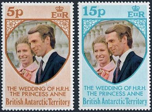БАТ, 1973, Свадьба Принцессы Анны и М. Филиппа, 2 марки